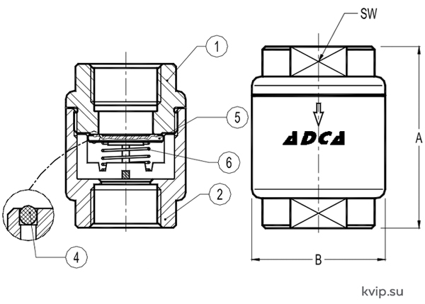 ADCA RT25 клапан обратный_Р2 ADCA RT25 клапан обратный_Р2