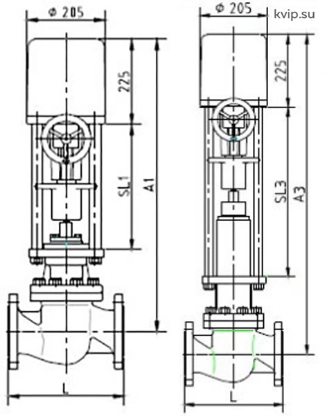 RTK MV54 DN125 - DN400 Клапан регулирующий с электроприводом_Р1 RTK MV54 DN125 - DN400 Клапан регулирующий с электроприводом_Р1