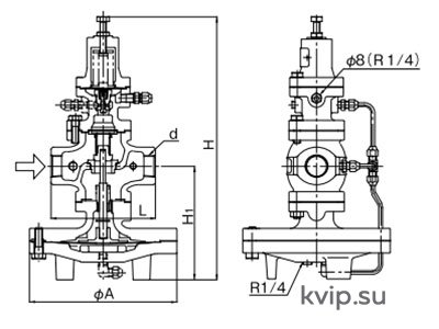 Варианты с соединением NPT YOSHITAKE GP-2000 Схема резьбового соединения YOSHITAKE GP-2000 Клапана редукционного пилотного типа